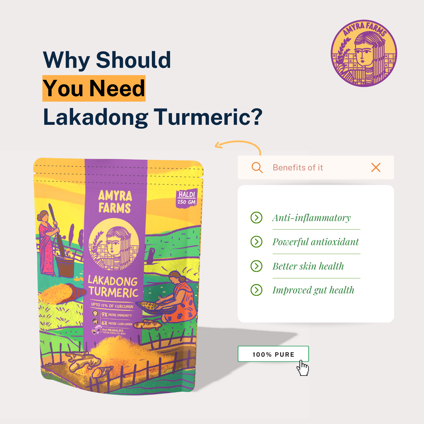 Organic Turmeric Powder From Meghalaya (9x More Immunity)