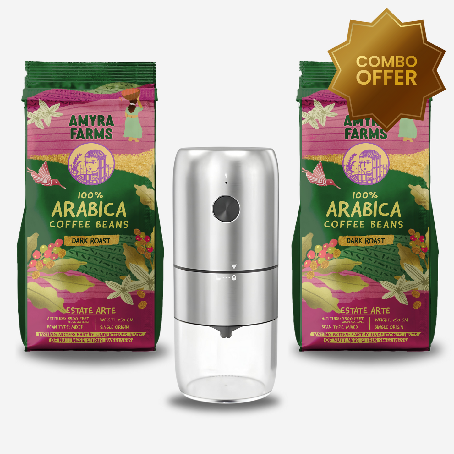 Dark roast duo | Coffee beans | Coffee Grinder Combo